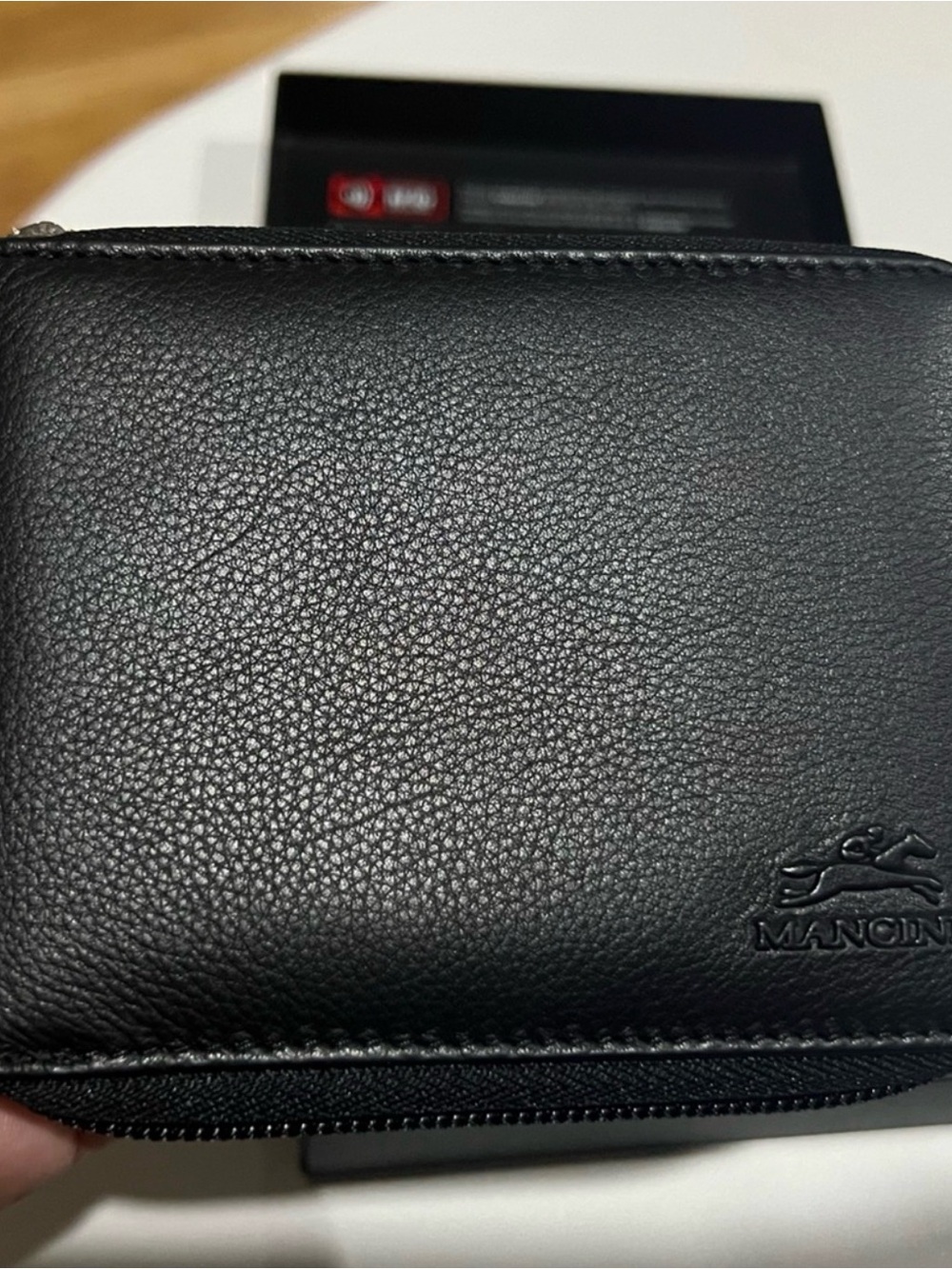 Black Leather Men's Zip Wallet